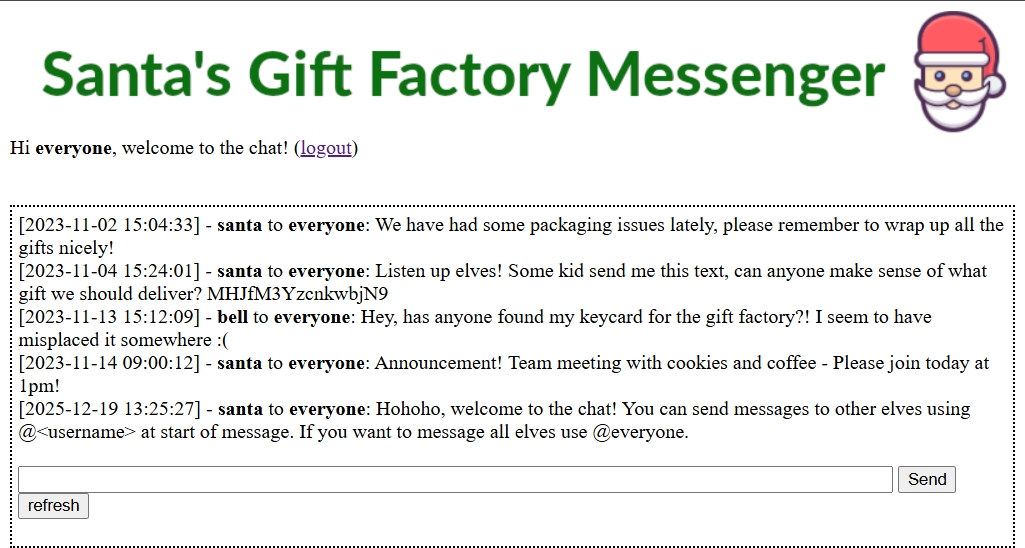 Flagvent 2025 - Day 18 - Chat App @everyone exploit