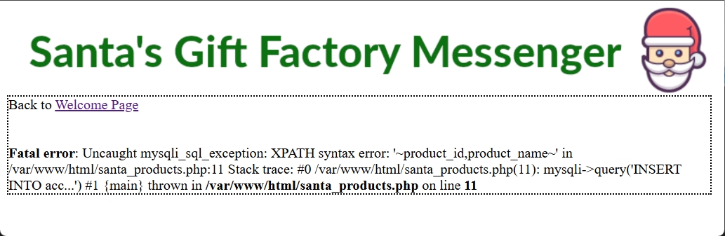 Flagvent 2025 - Day 18 - Gift Search SQLi Santa Product Table Column Name