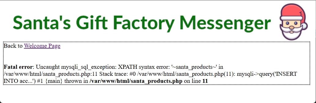 Flagvent 2025 - Day 18 - Gift Search SQLi Santa Products Database Name