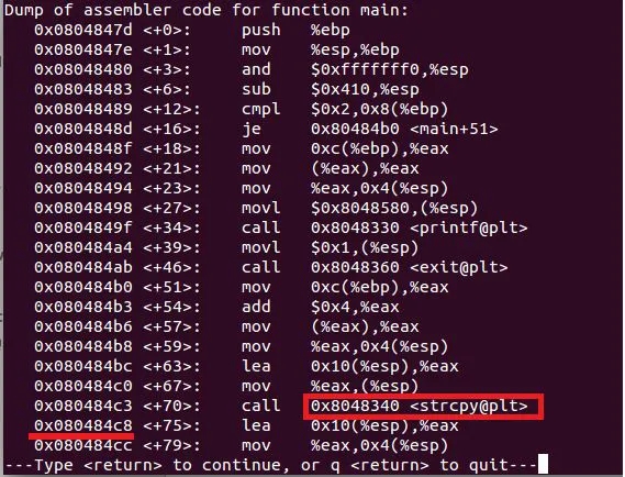 gdb Disassemble Output
