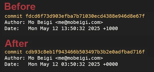 Git Commit Date set to UTC