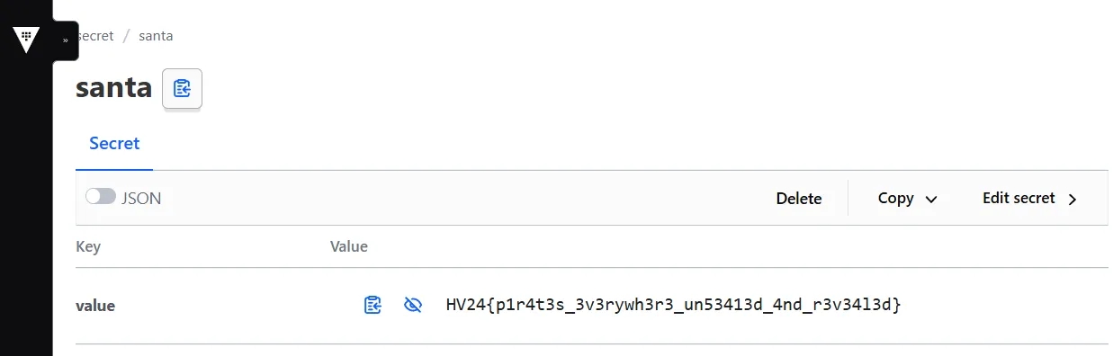 Hackvent 2024 - Day 9 - Hashicorp Vault Santa Secret Flag