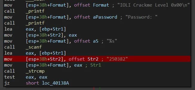 IOLI Crackme 0x00 - IDA