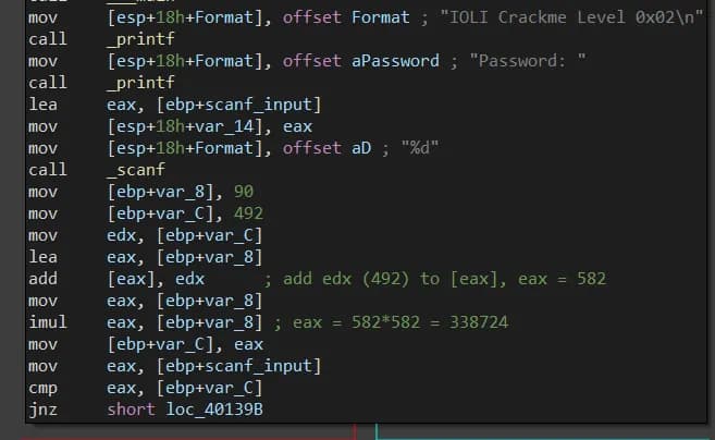 IOLI Crackme 0x02 - IDA