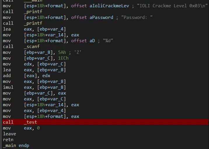 IOLI Crackme 0x03 - IDA - 1