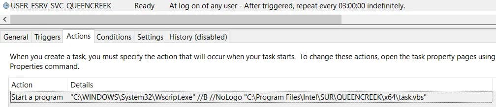 QUEENCREEK Task Scheduler Entry