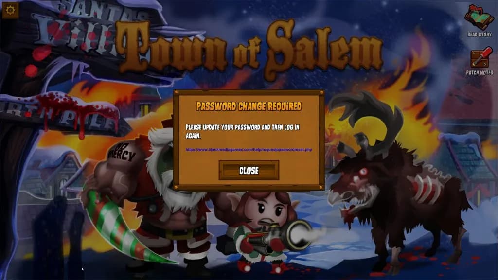 Town of Salem Password Change Required