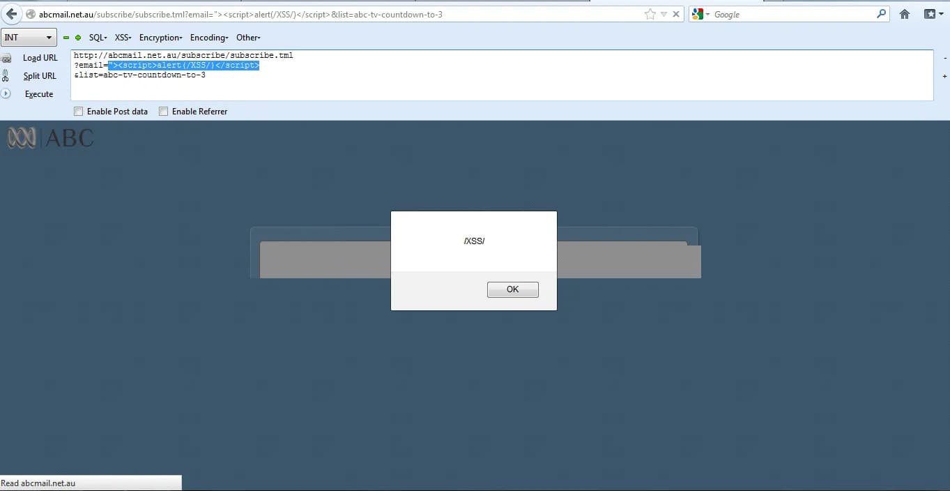ABC Mail XSS Vulnerability
