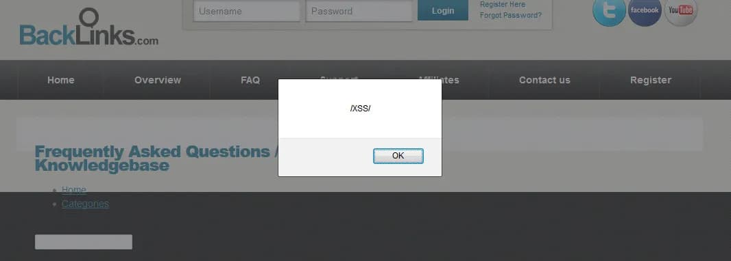 backlinks.com XSS Vulnerability