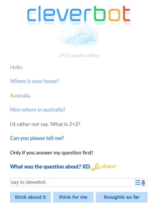 Cleverbot Discussion Forgot Question