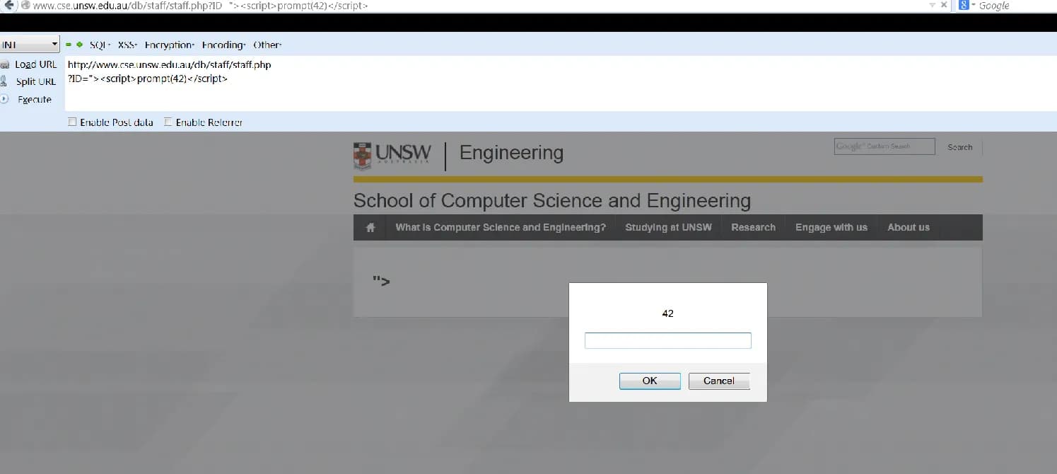 UNSW (CSE) XSS Vulnerability