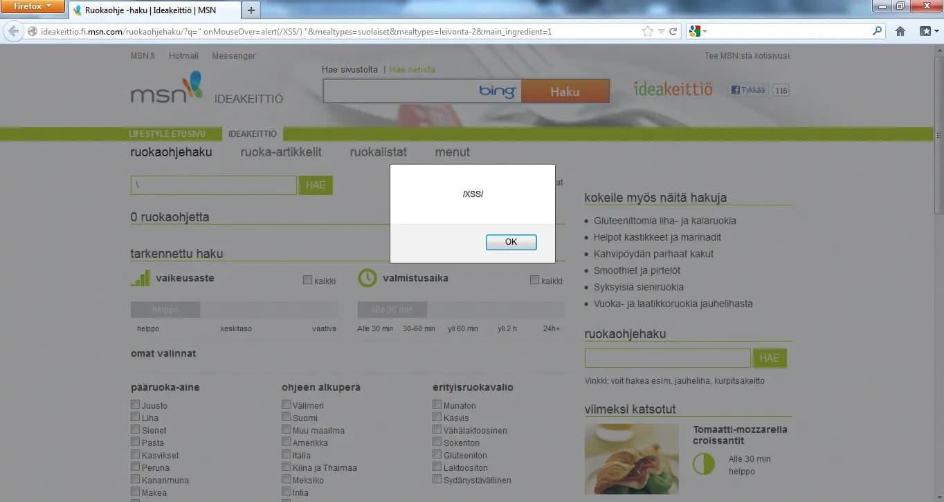 Finland MSN XSS Vulnerability