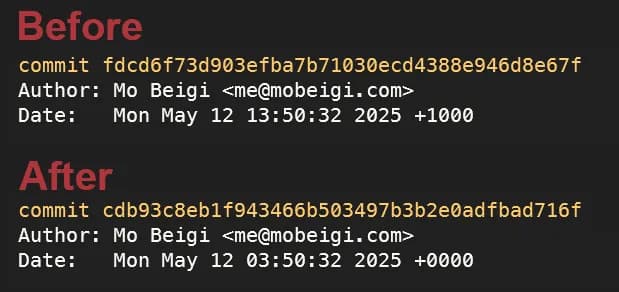 Git Commit Date set to UTC