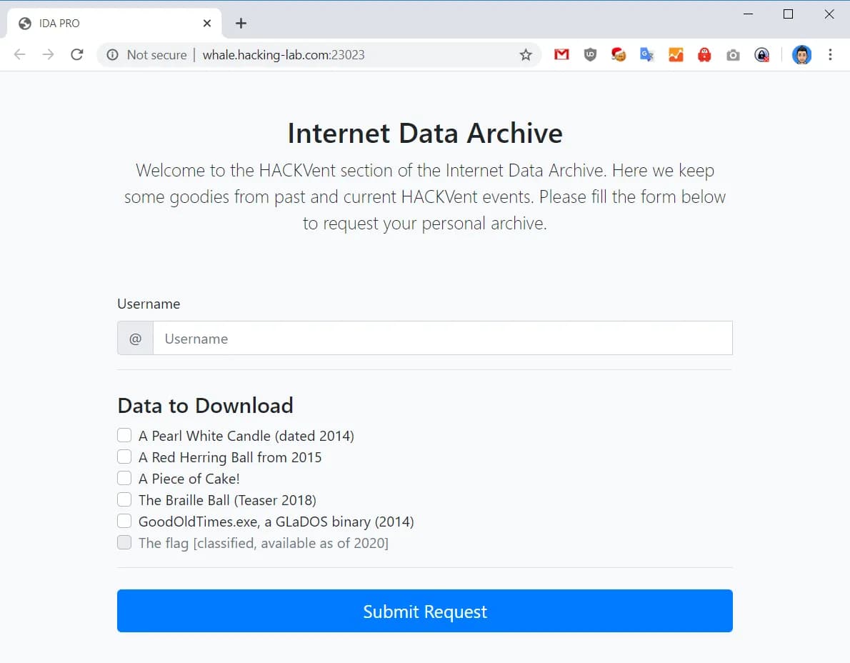 Hackvent 2019 - Day 23 - Internet Data Archive