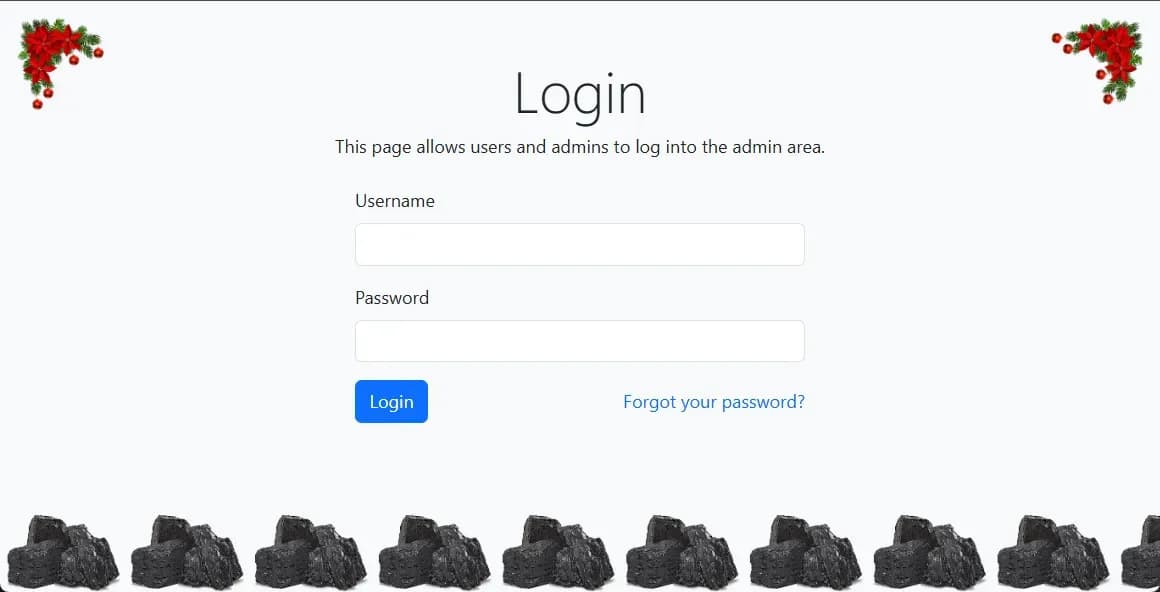 Hackvent 2024 - Day 10 - grimble.christmas login page