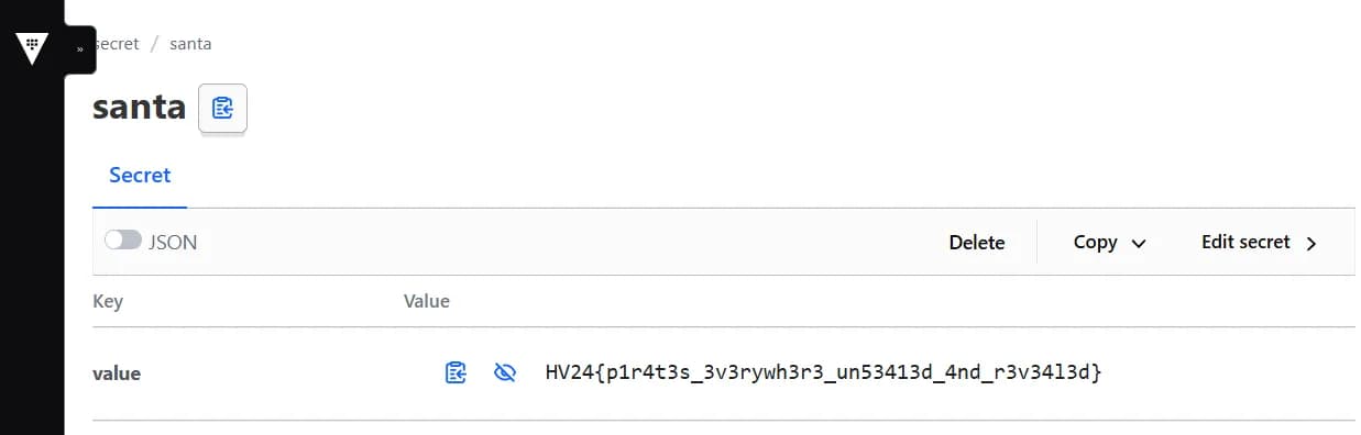 Hackvent 2024 - Day 9 - Hashicorp Vault Santa Secret Flag
