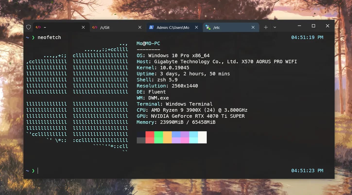 Mo's Windows Terminal Showcase Neofetch