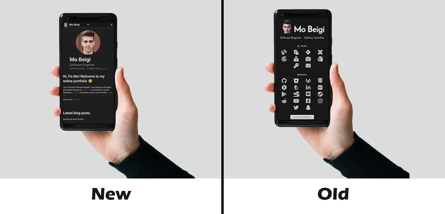 mobeigi.com Side by Side Comparison - Homepage (Mobile)
