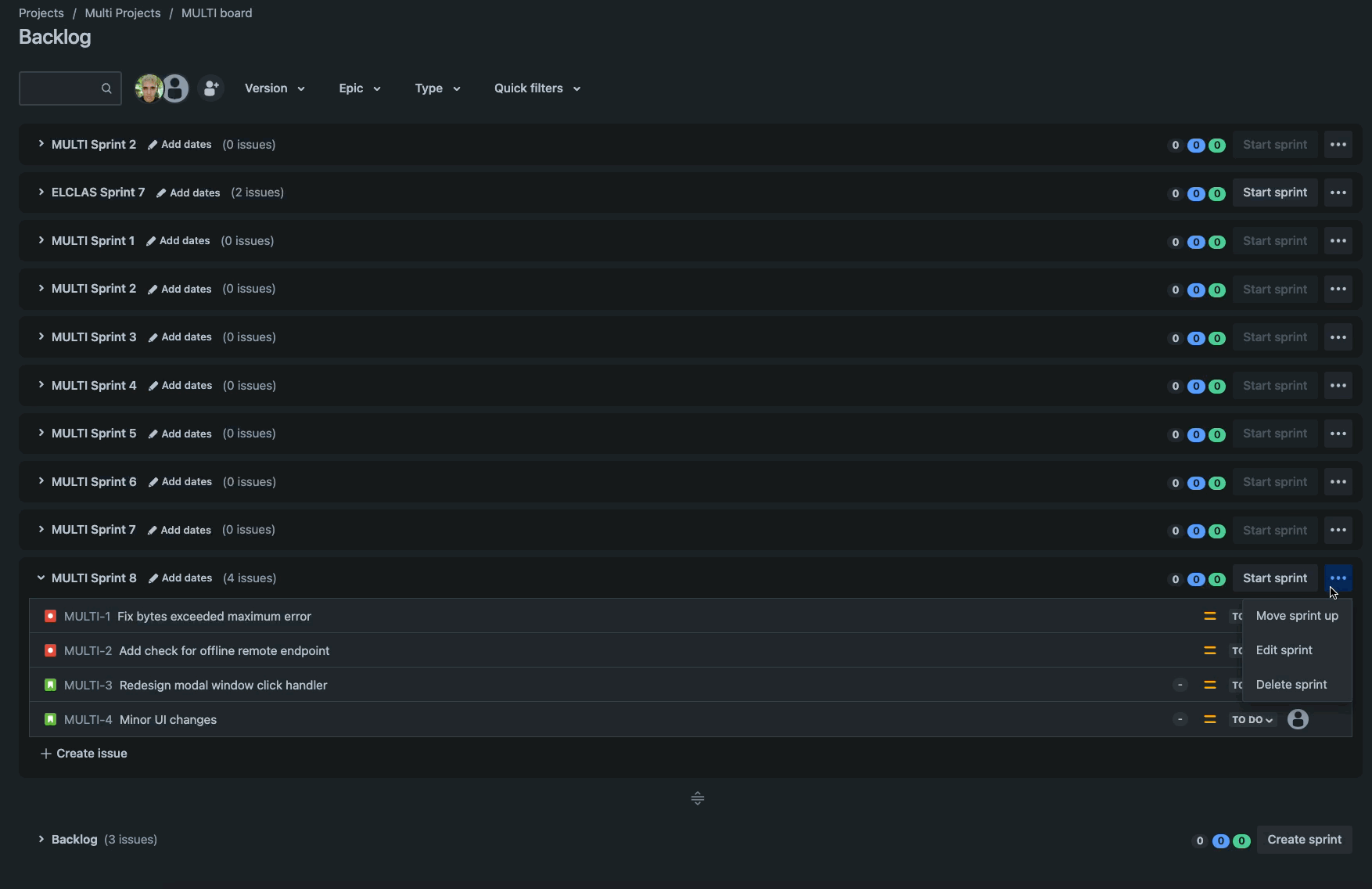 Move Sprint up using Old Jira Swap Endpoint
