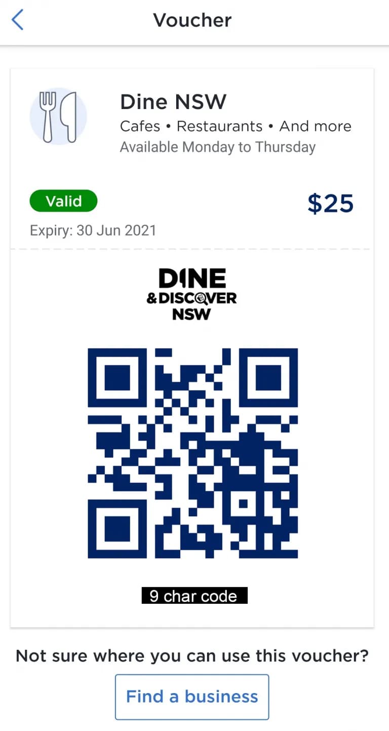 ServiceNSW App Dine Voucher