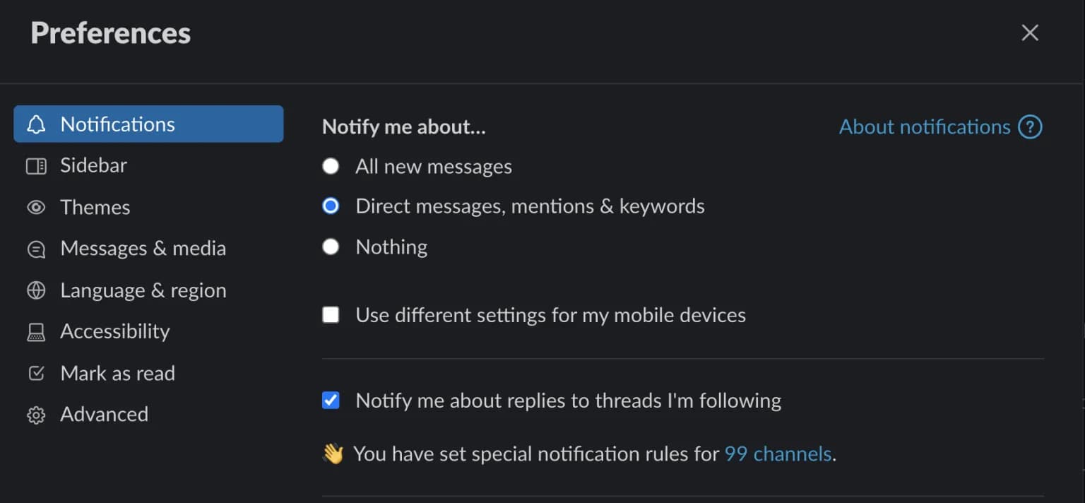 Slack Workspace Wide Notification Preferences