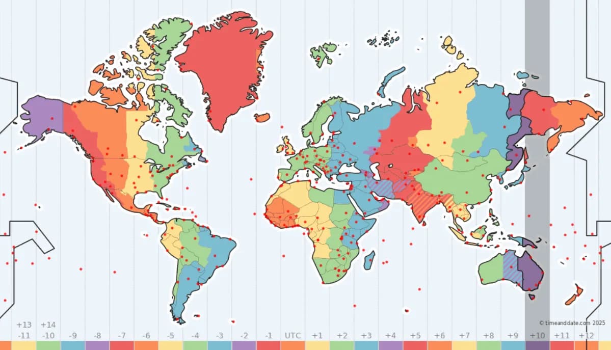 Time Zone Map (UTC+10)