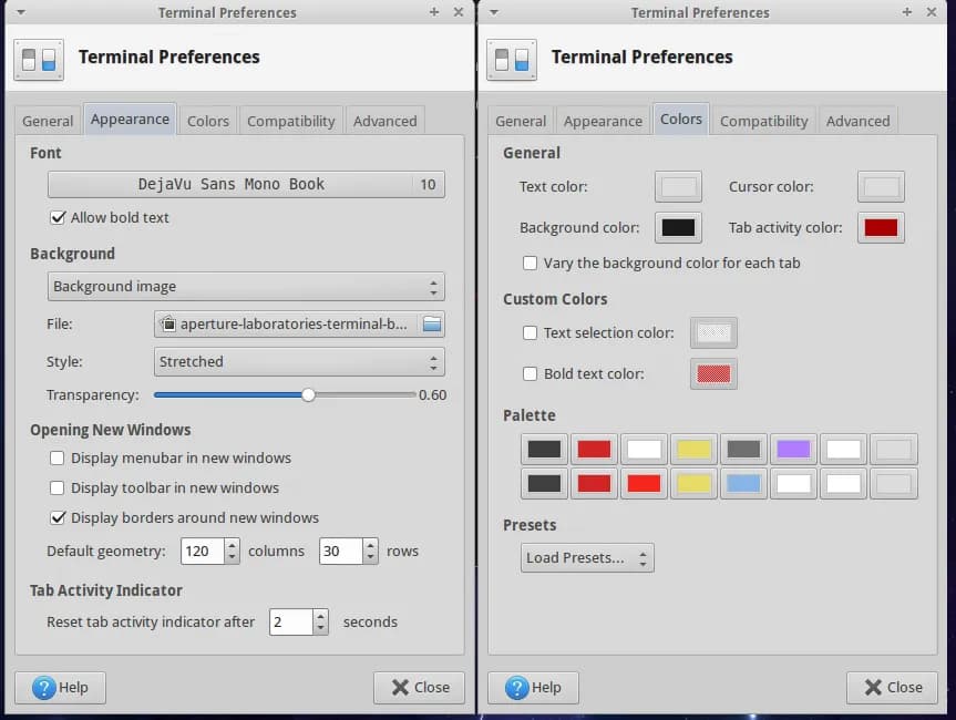 Xubuntu Terminal Style Preferences