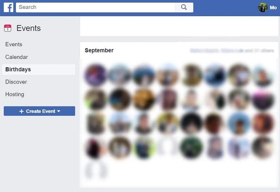 Facebook Birthday Events Page