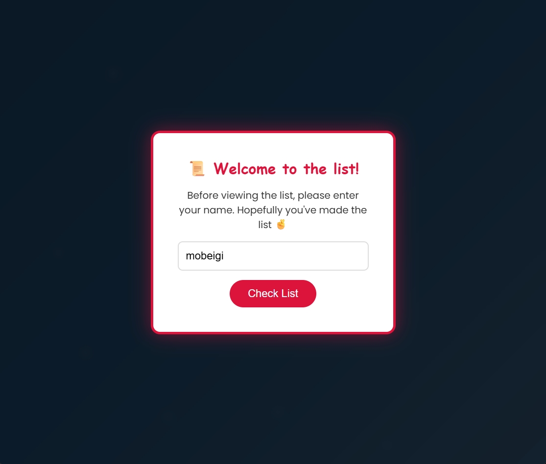 Flagvent 2025 - Day 21 - Enter your name prompt