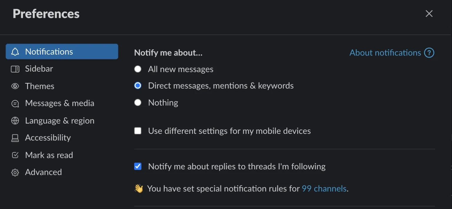 Slack Workspace Wide Notification Preferences