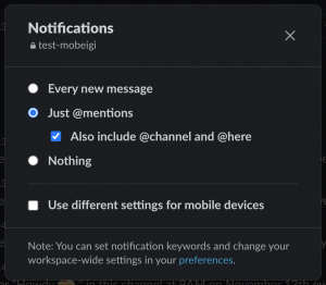 Slack Notification Options for a Channel